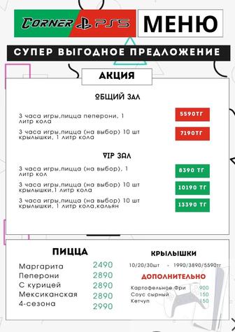 Создание меню/прайсов для заведений