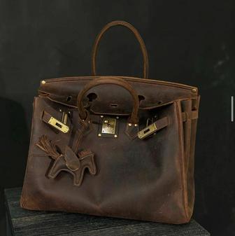 Сумка кожаная под hermes birkin