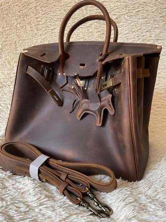 Сумка кожаная под hermes birkin