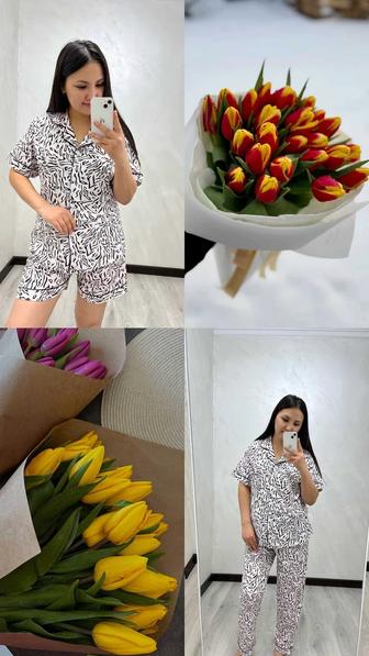 подарочный бокс Тюльпаны + пижама