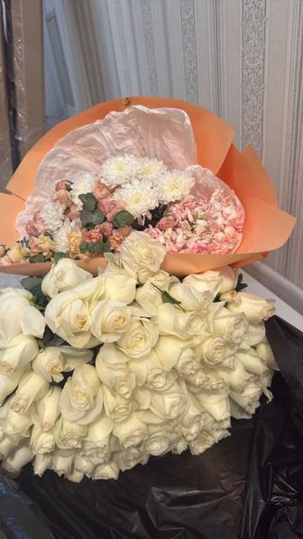 Букет белая Роза Б/У