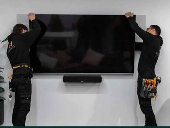 Установка телевизора на стену тв
