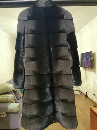 Норковая шуба стального цвета