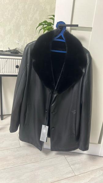 Продаю дубленку мужская кожаная новая воротник норковый