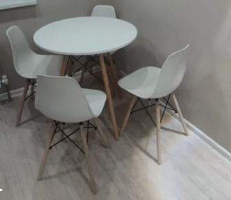 Комплект Adior, стол 80х80 см 4 стула, белый