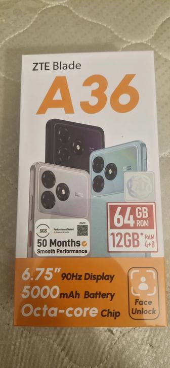 Продам новый смартфон ZTE Blade A 36 черный в упаковке с зарядкой