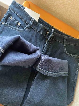 Новые женские джинсы утепленные с мехом внутри, 52 размера