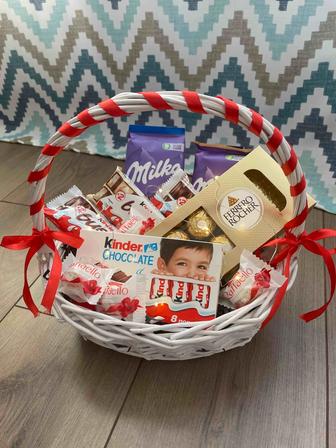 Сладкие корзины и Набор киндер на 14 февраля