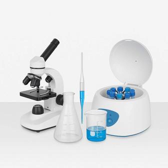 Аквадистилятор, магнитная мешалка, микроскоп