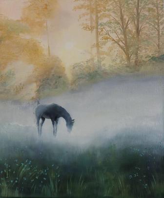 Картина. Туманный лес. 60х50см. Холст лен, масло.