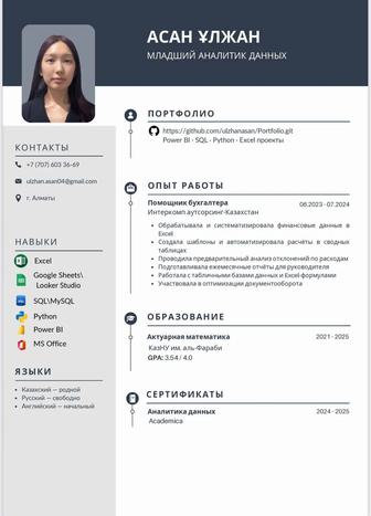 Профессиональное резюме для работы