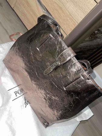 Женская сумка-тоут большая, эффект кракле (трещинки), металлик