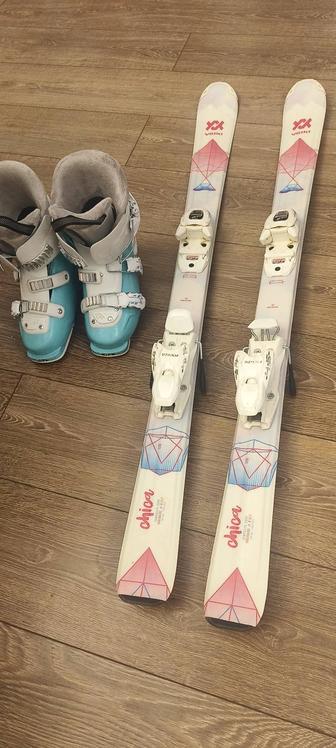 Горные лыжи и ботинки детские горнолыжный комплект