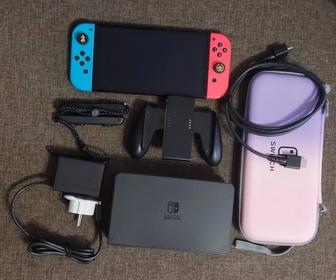 Nintendo Switch Oled, прошит (Kefir), SD 256 gb, чехол, стекло.