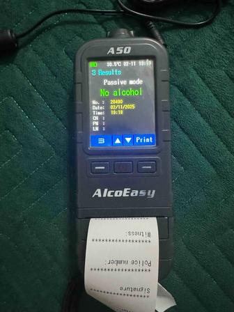 Алкотестер AlcoEasy A50 (профессиональный, с принтером, питание 220V/12V)