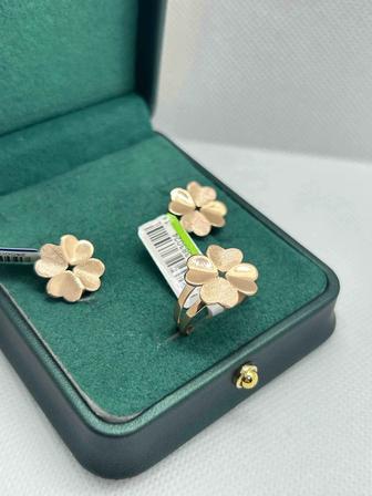 Золото комплект -сырга,сақина