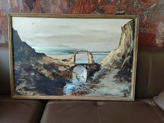 Картина казахстанской художницы, х.м. пейзаж Баринова Т. 1997 год