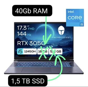 ThunderRobot 911 Plus 17,3 Full HD, RTX 3050 Ti, ОЗУ 40 Gb / SSD 1500 Gb