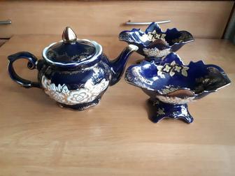 Чайник, конфетница фарфор позолота