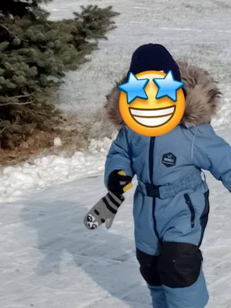 Зимний комбинезон на мальчика, с натуральным мехом