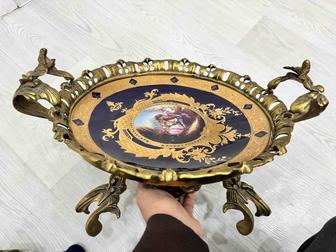 Антикварные бронзовые-фарфоровые фруктовницы Италия (Napoli) XIX века