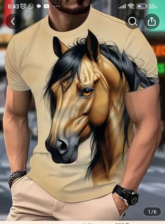Футболка мужская с 3d фото лошади.