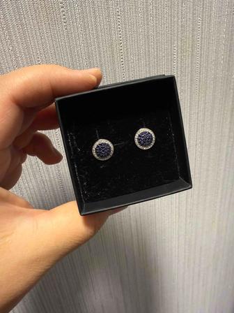 Сережки белое золото с сапфирами и бриллиантами