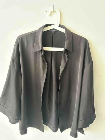 Шелковый черный комплект (юбка рубашка)