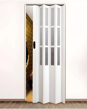 Раздвижная дверь гармошка (860 Х 2030мм) пластика со стеклом складная купе