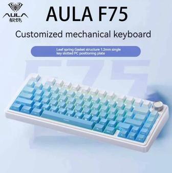 AULA F75 Side-Printed Беспроводная механическая клавиатура Белая