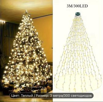 1 упаковка светодиодных рождественских гирлянд с 8 режимами, питание от USB