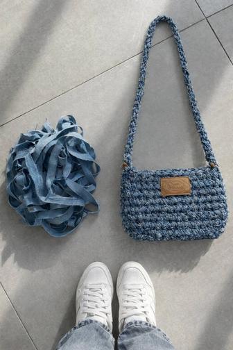 Сумка ручной работы, джинсовая, на плечо