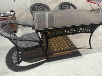 Ротанговая мебель полный стол и шесть кресел