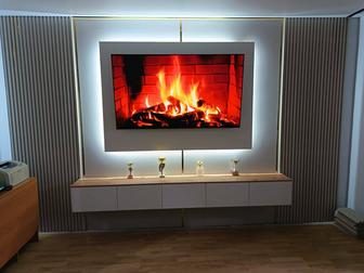 Установка натяжных потолков и освещение, а так же установка ТВ ЗОН.