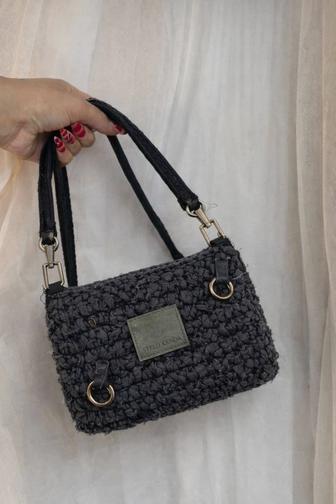 Сумка ручной работы, черная, на плечо