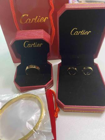 Комплект Cartier кольцо браслет серьги