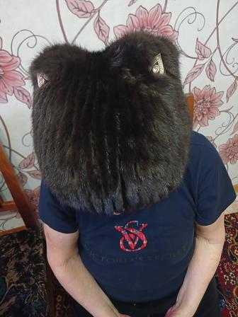 Норковая шапка на вязанной основе