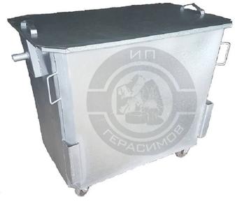 Оцинкованный евроконтейнер 1,1 куб. (с крышкой, на колесах)