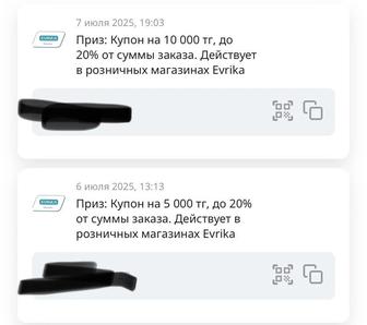 2 купона в Evrika