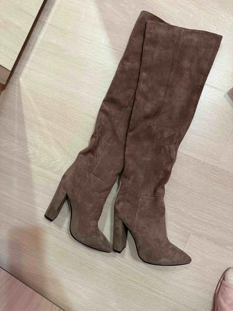 Замшевые сапоги ботфорты