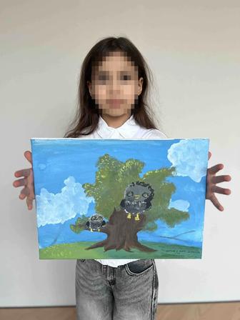 Картина акрилом Первая в мире дневная сова, холст 40x30 см, ручная работа