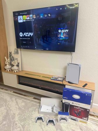 PlayStation 5, 2 джойстика, игры