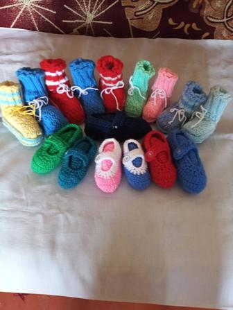 Пинетки ручной вязки из пряжи 50/50(шерсть/акрил)