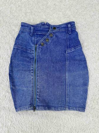 Юбка джинсовая, XS/S, синий, стретч-джинса