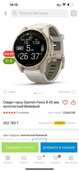 Часы Garmin Fenix 8, 43mm