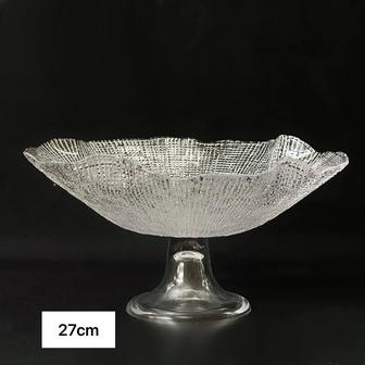 Стеклянная фруктовница на ножке, 27 см