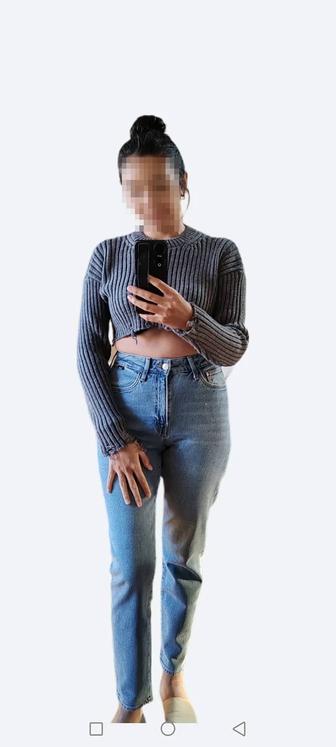 Серый кроп свитер