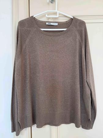 Кофточка Zara коричневая, блестящая. Почти новая. Оригинал.