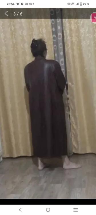 Продам плащ кожаный коричневый