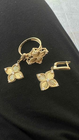 комплект золото, фианит